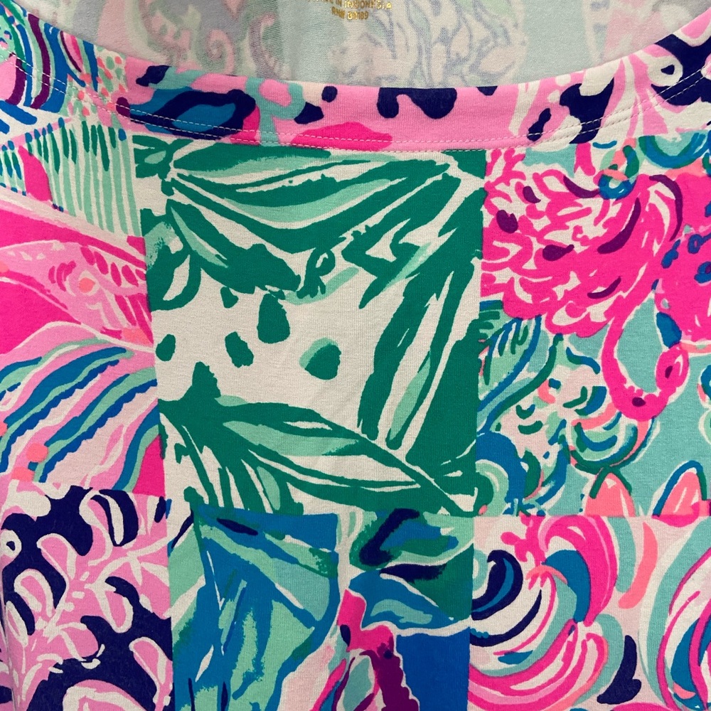 Lilly Pulitzer Large Vibrant Pink & Blue Patterned Women's Dress - Picture 2 of 5